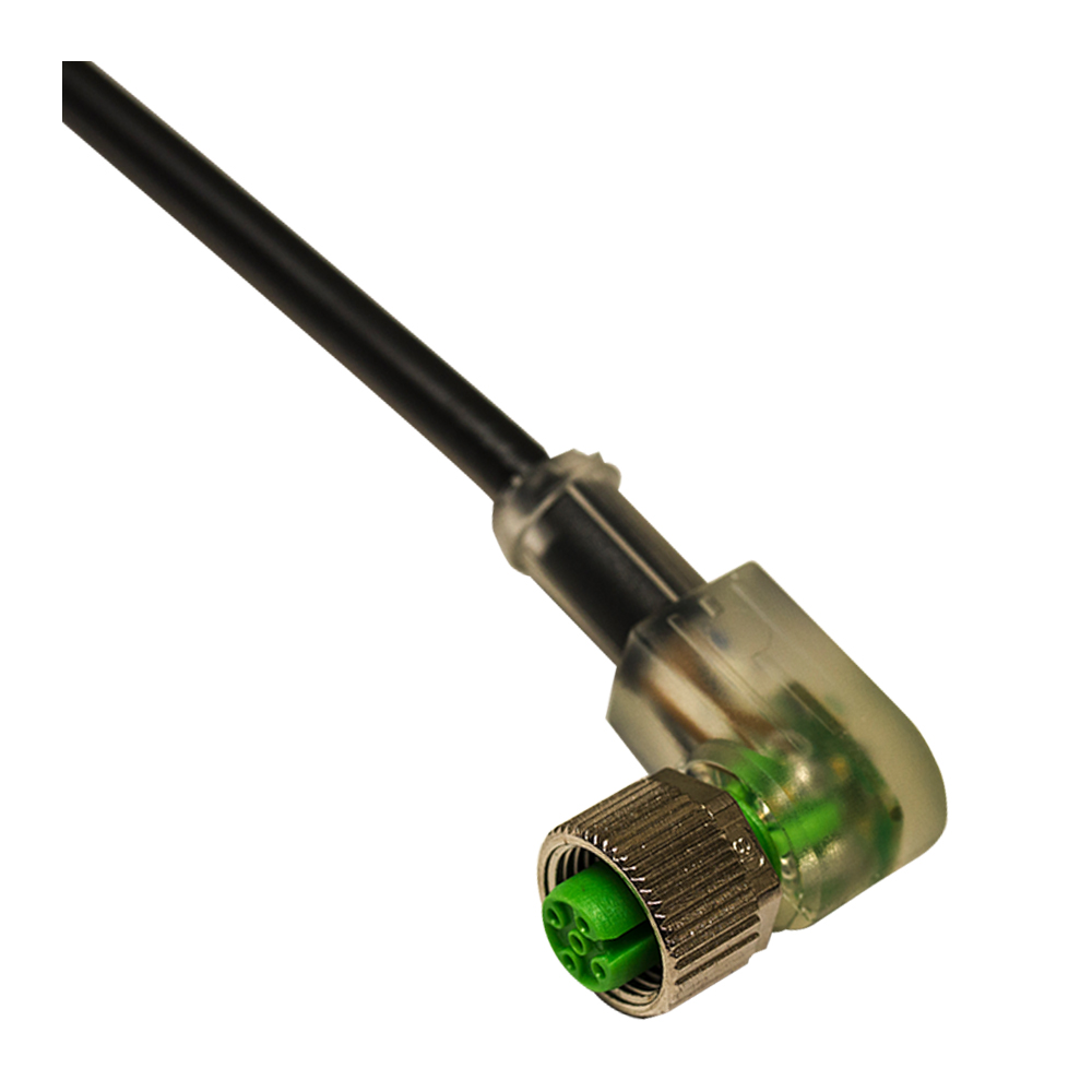 M12-F,4 poles-10m-LED,PVC,90°